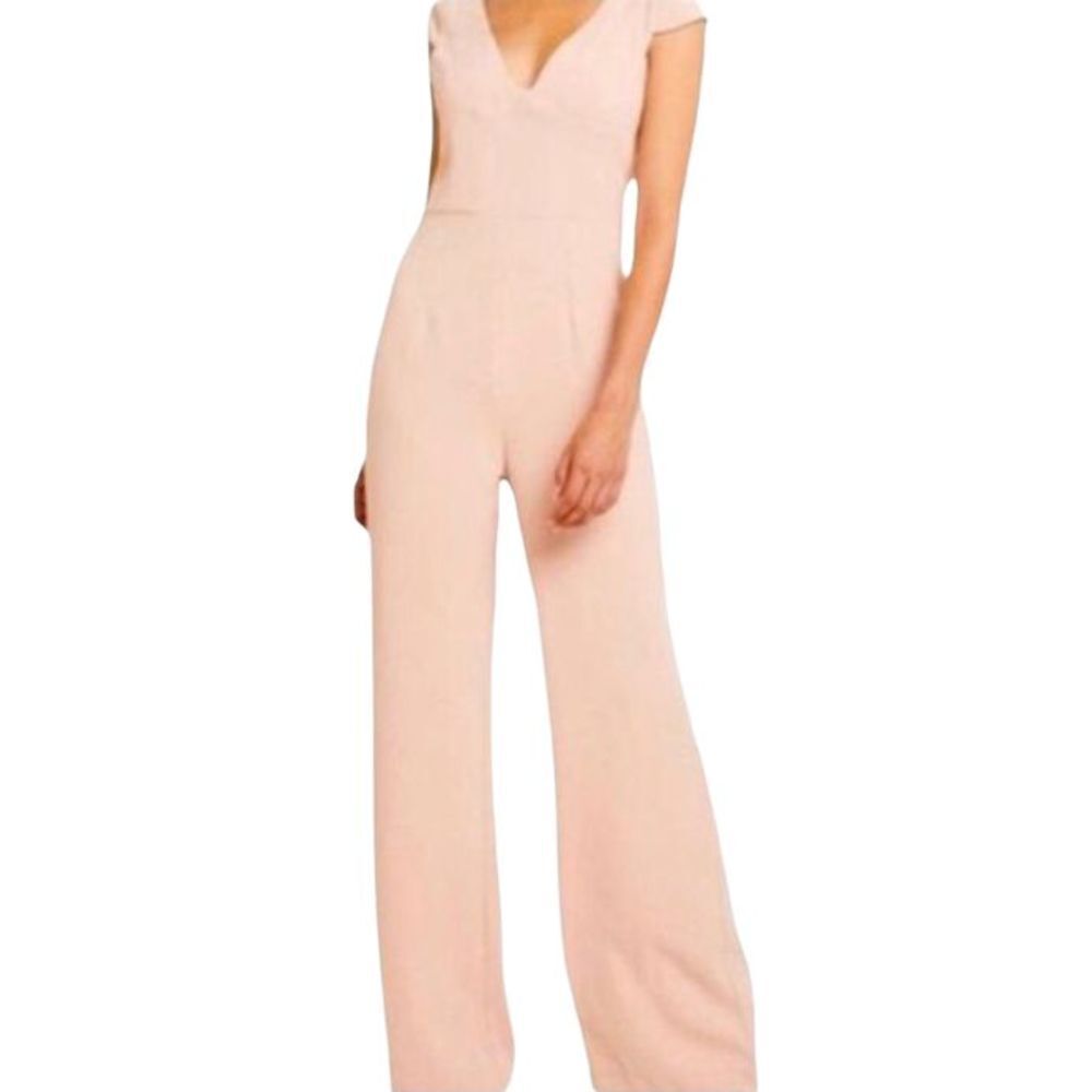FoxieDox Blush Cap Sleeve Open Back Wide Leg Jumpsuit